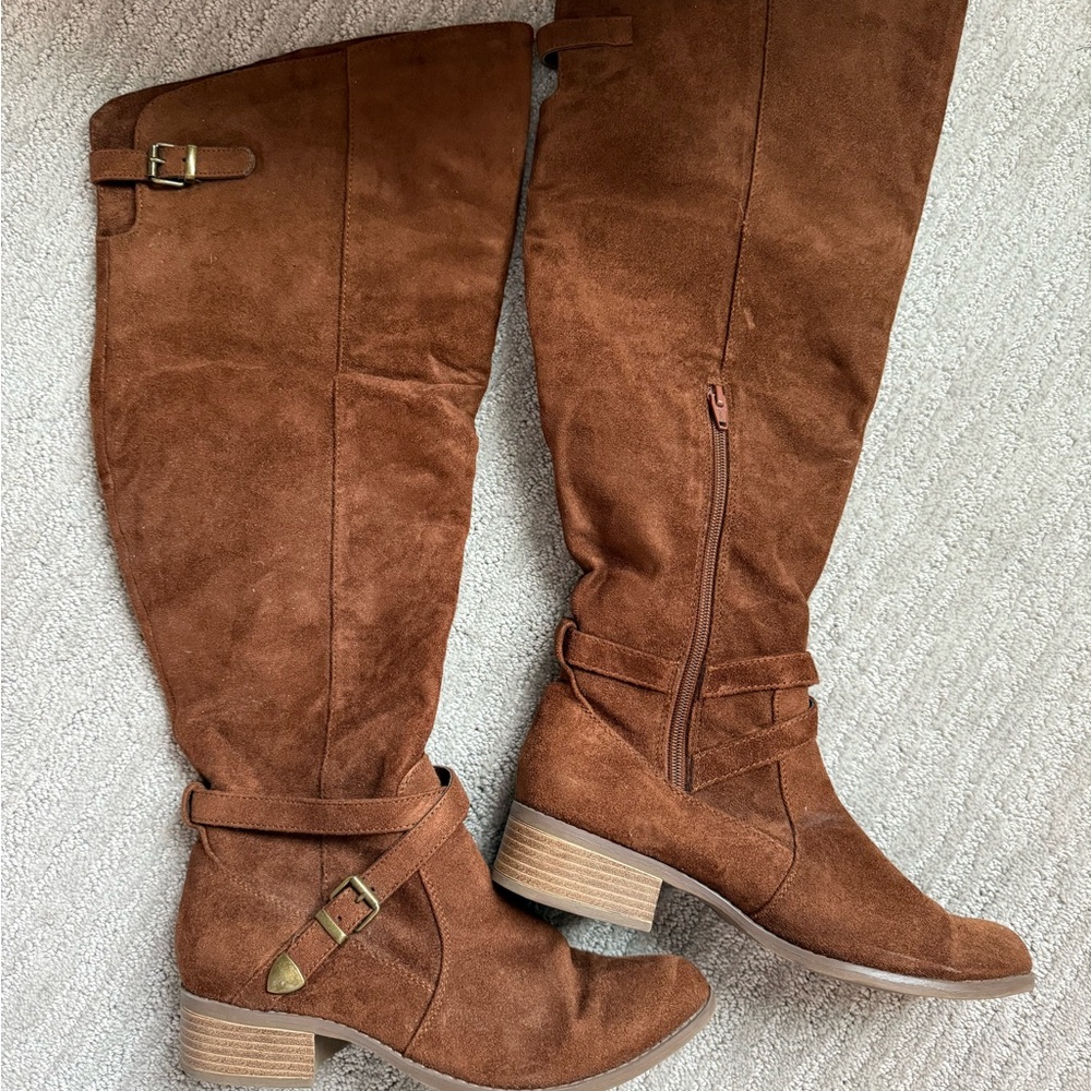 T.J.Maxx Tan Over the Knee Boots